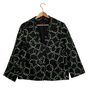 CARLISLE Linen Blazer Chains Circle Connection 3/4 Sleeves Jacket Women’s 12